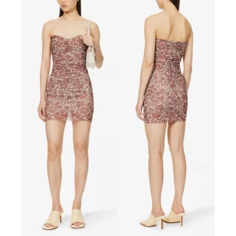Bec & Bridge Priya Floral Print Strapless Woven Mini Dress Sweetheart Neck Sze 2